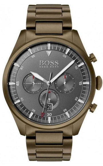  Shop Authentic Hugo Boss Pioneer Quartz Gray Dial Brown Steel Strap Watch for Men - 1513715 - Luxxuri