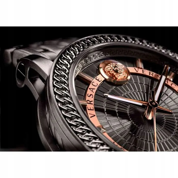  Shop Authentic Versace Viamond Quartz Black Dial Grey Steel Strap Watch For Men - VEPO00520 - Luxxuri