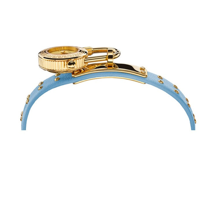  Shop Authentic Versace Medusa Lock Icon Quartz White Dial Blue Leather Strap Watch for Women - VEDW00419 - Luxxuri