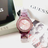  Shop Authentic Guess Crown Jewel Diamonds Purple Dial Purple Steel Strap Watch for Women - GW0410L4 - Luxxuri