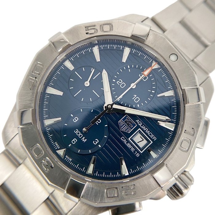  Shop Authentic Tag Heuer Aquaracer Caliber 16 Automatic Chronograph Blue Dial Silver Steel Strap Watch for Men - CAY2112.BA0927 - Luxxuri