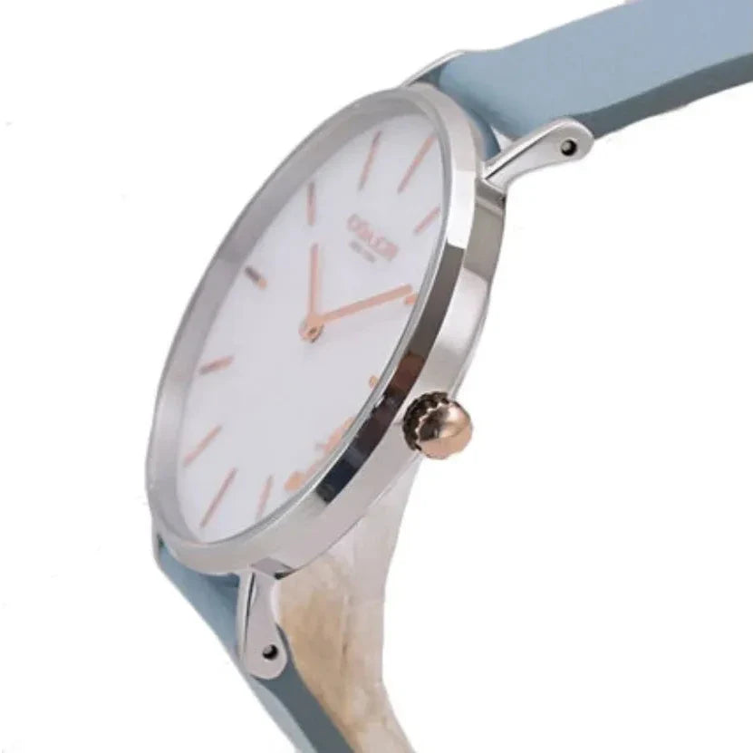 Coach Perry Mother of Pearl White Dial Blue Leather Strap Watch for Women - 14503271
