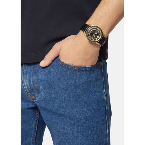  Shop Authentic Versace Code Quartz Black Dial Black Leather Strap Watch For Men - VEPO00320 - Luxxuri