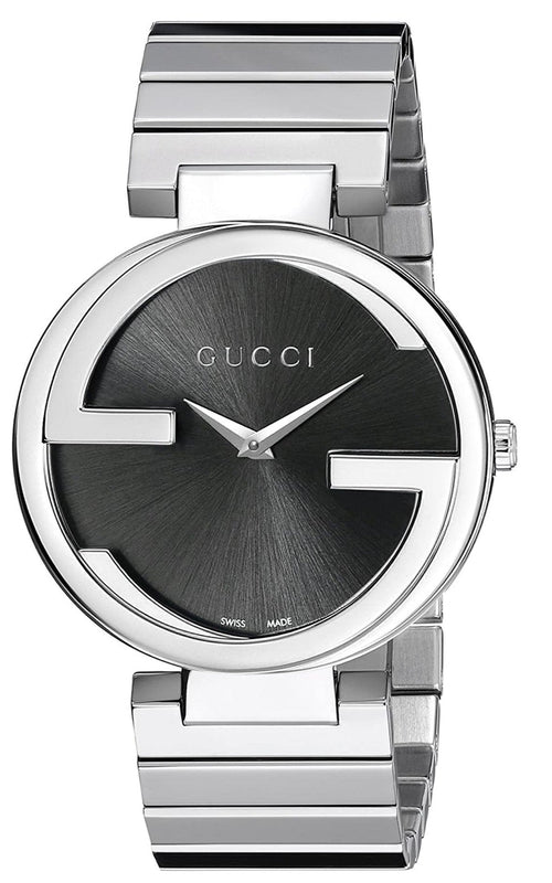  Shop Authentic Gucci G Interlocking Black Dial Silver Steel Strap Watch For Women - YA133307 - Luxxuri