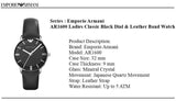  Shop Authentic Emporio Armani Classic Quartz Black Dial Black Leather Strap Watch For Women - AR1600 - Luxxuri