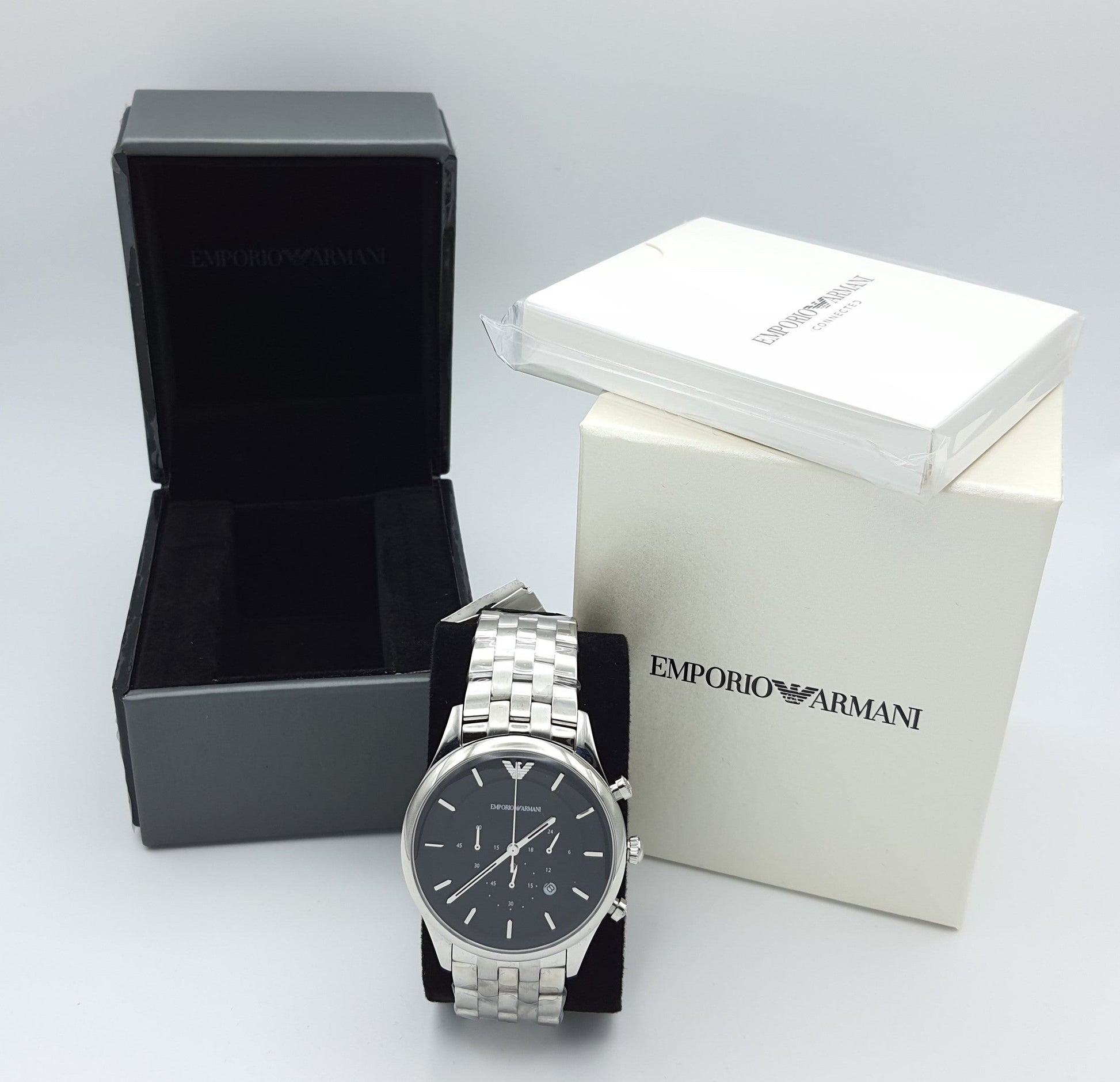 Shop Authentic Emporio Armani Chronograph Black Dial Silver Steel Strap Watch For Men - AR11017 - Luxxuri