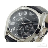 Shop Authentic Emporio Armani Valente Chronograph Black Dial Black Leather Strap Watch For Men - AR1633 - Luxxuri