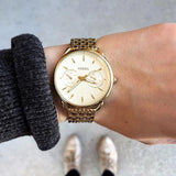  Shop Authentic Fossil Tailor Gold Dial Gold Steel Strap Watch for Women - ES3714 - Luxxuri