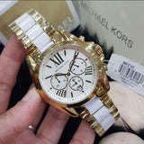  Shop Authentic Michael Kors Bradshaw Chronograph White Dial Two Tone Steel Strap Watch For Women - MK5743 - Luxxuri