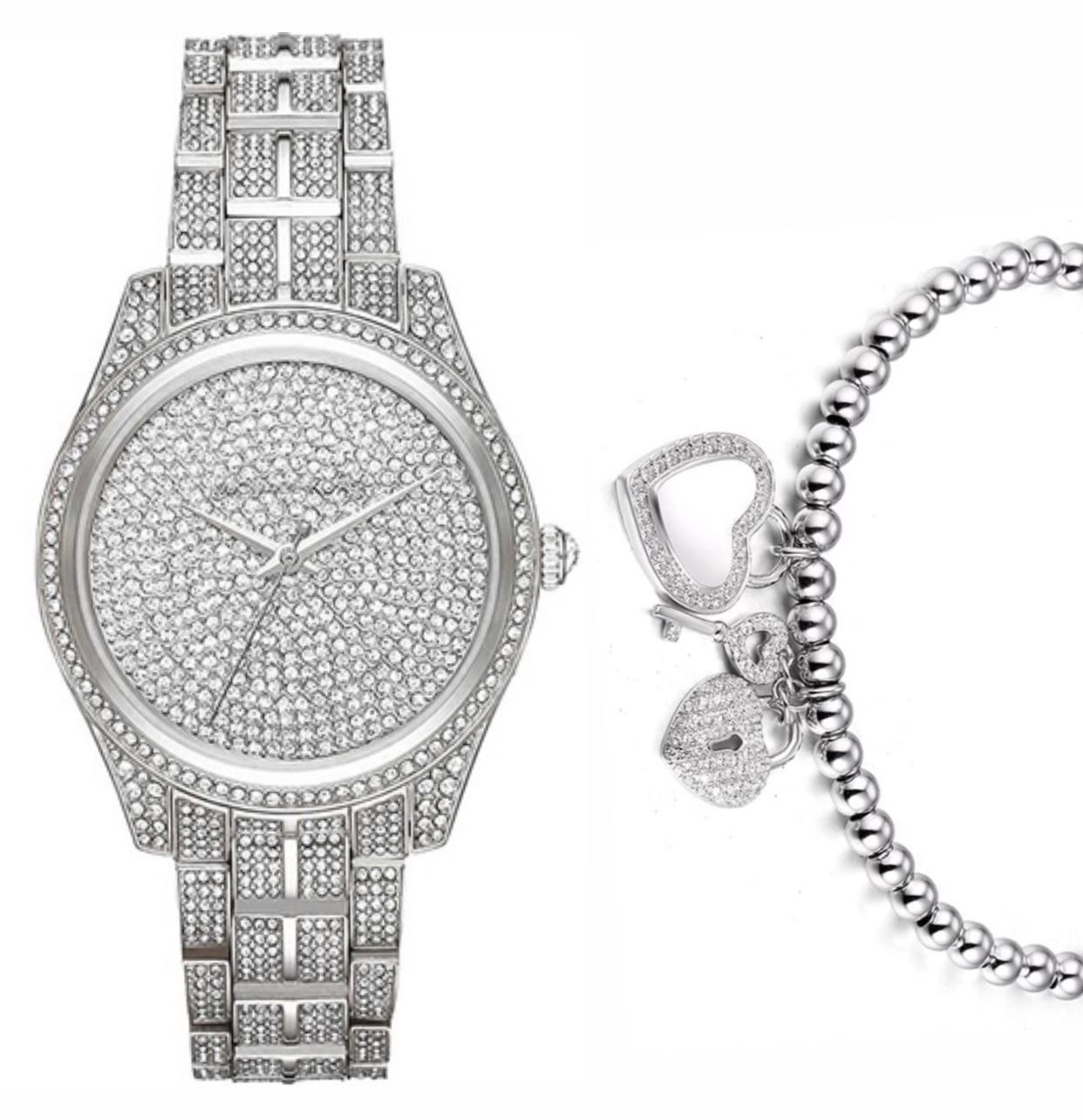  Shop Authentic Michael Kors Lauryn Analog Crystals Silver Dial Silver Steel Strap Watch For Women - MK3717 - Luxxuri