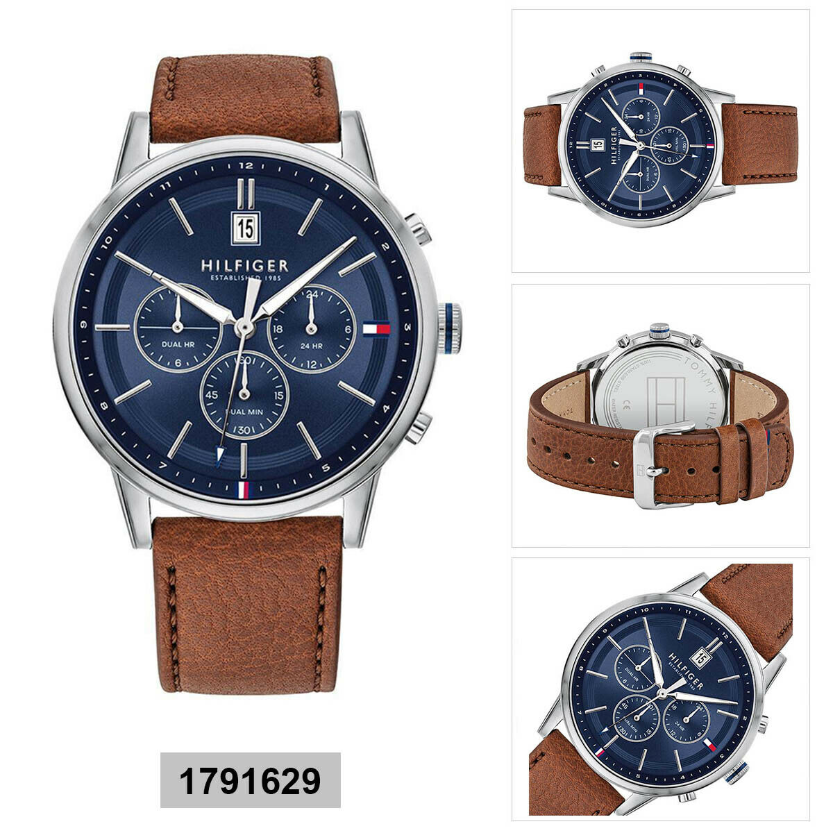  Shop Authentic Tommy Hilfiger Kyle Multifunction Blue Dial Brown Leather Strap Watch for Men - 1791629 - Luxxuri