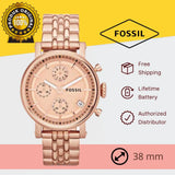  Shop Authentic Fossil Boyfriend Chronograph Rose Gold Dial Rose Gold Steel Strap Watch for Women - ES3380 - Luxxuri
