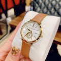  Shop Authentic Michael Kors Portia Quartz White Dial Brown Leather Strap Watch For Women - MK2734 - Luxxuri