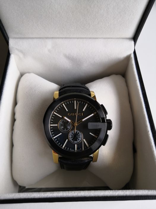  Shop Authentic Gucci G Chrono Black Dial Black Leather Strap Watch For Men - YA101203 - Luxxuri