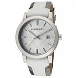  Shop Authentic Burberry The City Silver Dial White Leather Strap Watch for Women - BU9019 - Luxxuri