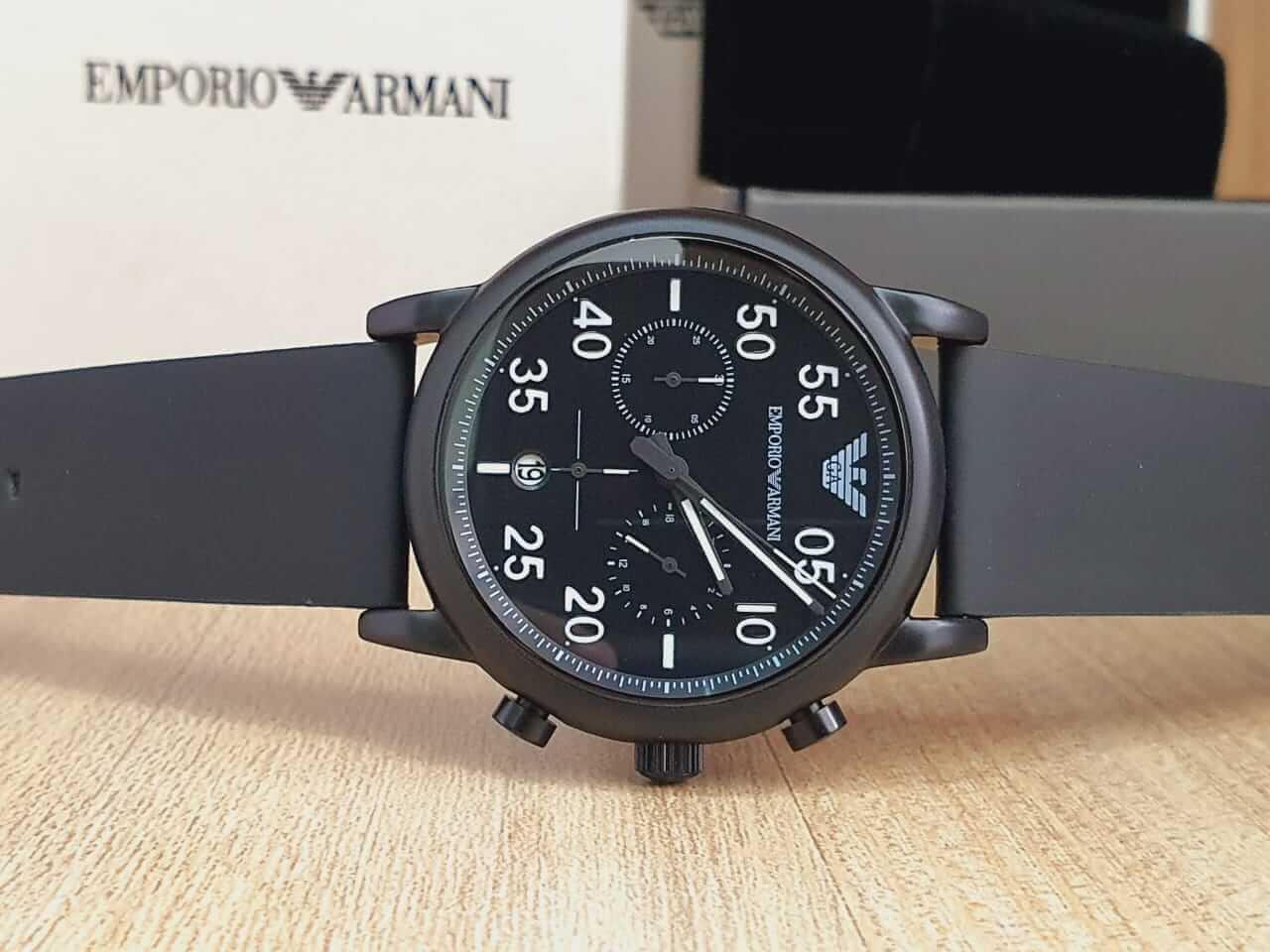  Shop Authentic Emporio Armani Luigi Chronograph Black Dial Black Leather Strap Watch For Men - AR11133 - Luxxuri