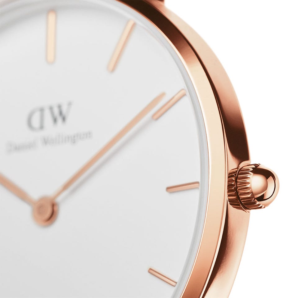 Daniel Wellington Petite Reading White Dial Black Leather Strap Watch For Women - DW00100173