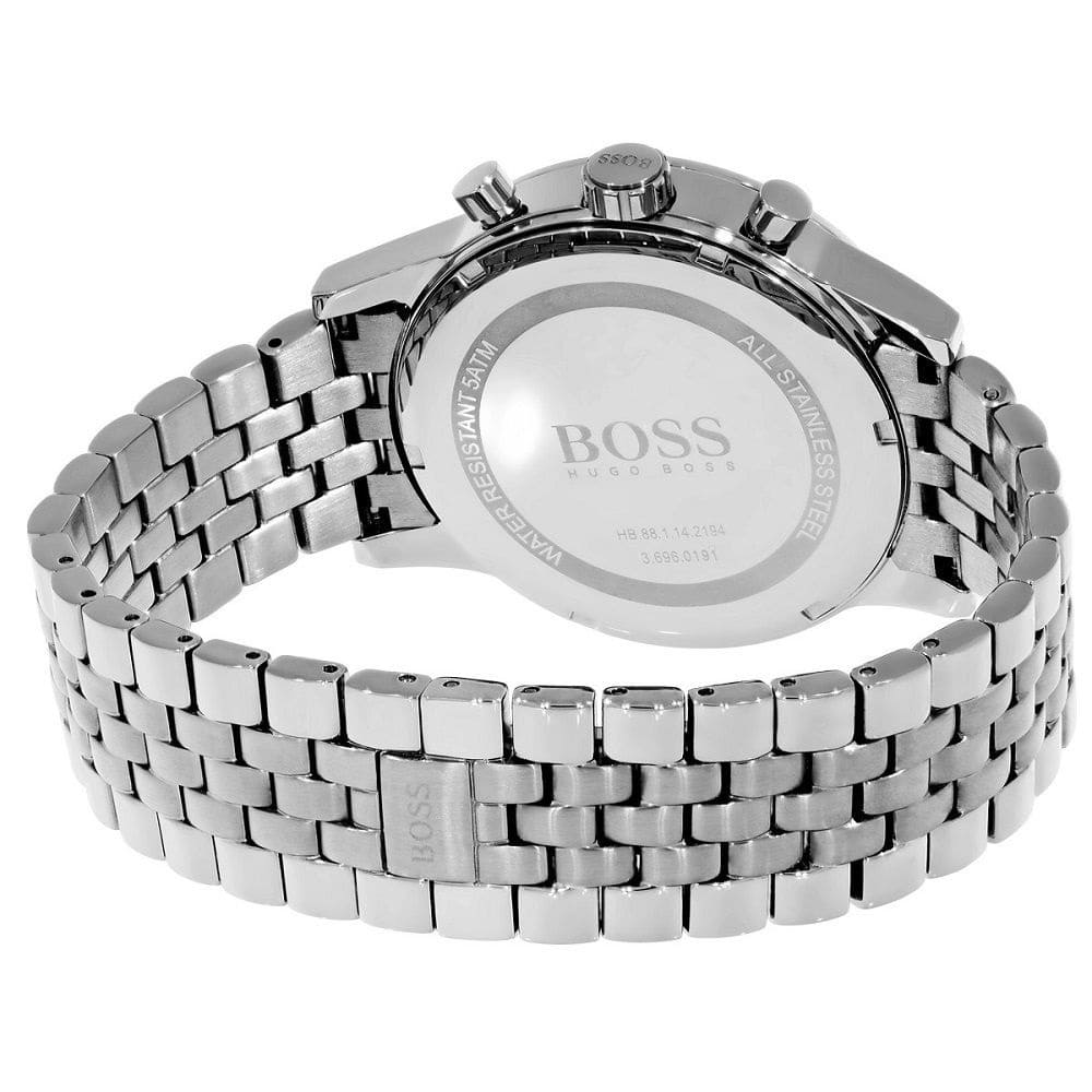  Shop Authentic Hugo Boss Aeroliner Chronograph Black Dial Silver Steel Strap Watch For Men - 1512446 - Luxxuri