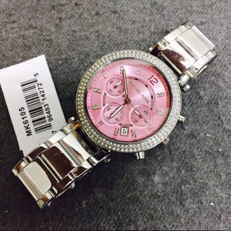  Shop Authentic Michael Kors Parker Chronograph Pink Dial Silver Steel Strap Watch For Women - MK6105 - Luxxuri