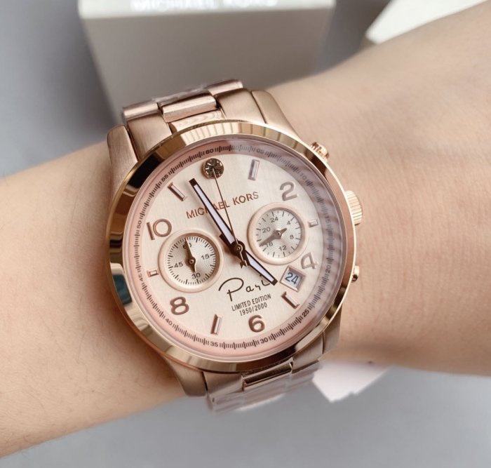  Shop Authentic Michael Kors Paris Limited Edition Rose Gold Dial Steel Strap Watch for Women - MK5716 - Luxxuri