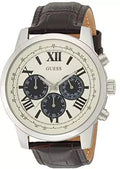  Shop Authentic Guess Chronograph Quartz White Dial Brown Leather Strap Watch For Men - W0380G1 - Luxxuri
