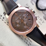  Shop Authentic Burberry The City Grey Dial Brown Leather Strap Unisex Watch - BU9755 - Luxxuri