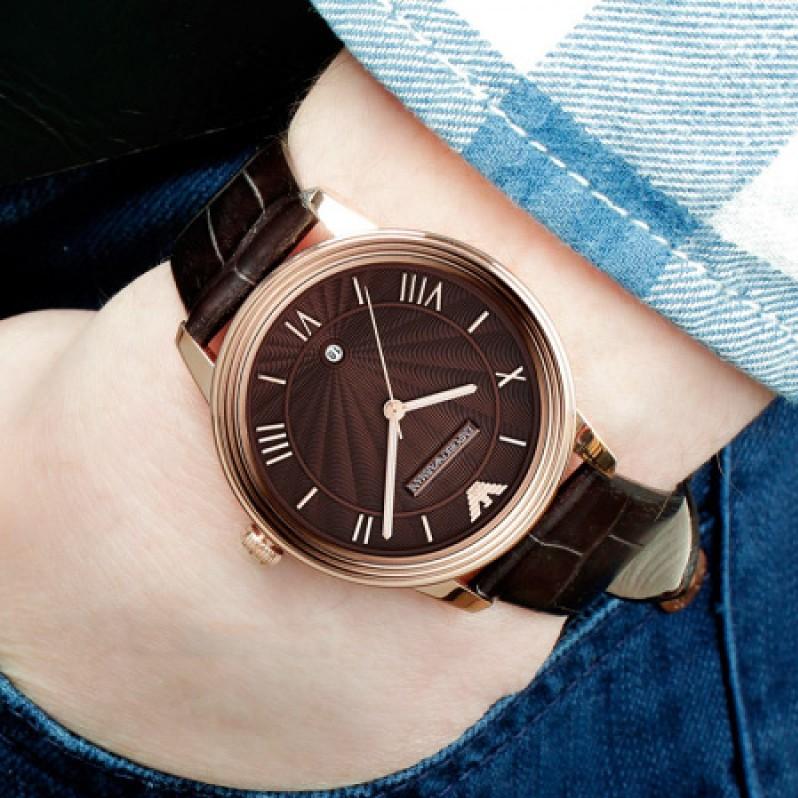  Shop Authentic Emporio Armani Classic Quartz Brown Dial Brown Leather Strap Watch For Men - AR1613 - Luxxuri