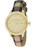  Shop Authentic Burberry Classic Champagne Gold Dial Horseferry Leather Strap Watch for Women - BU10104 - Luxxuri