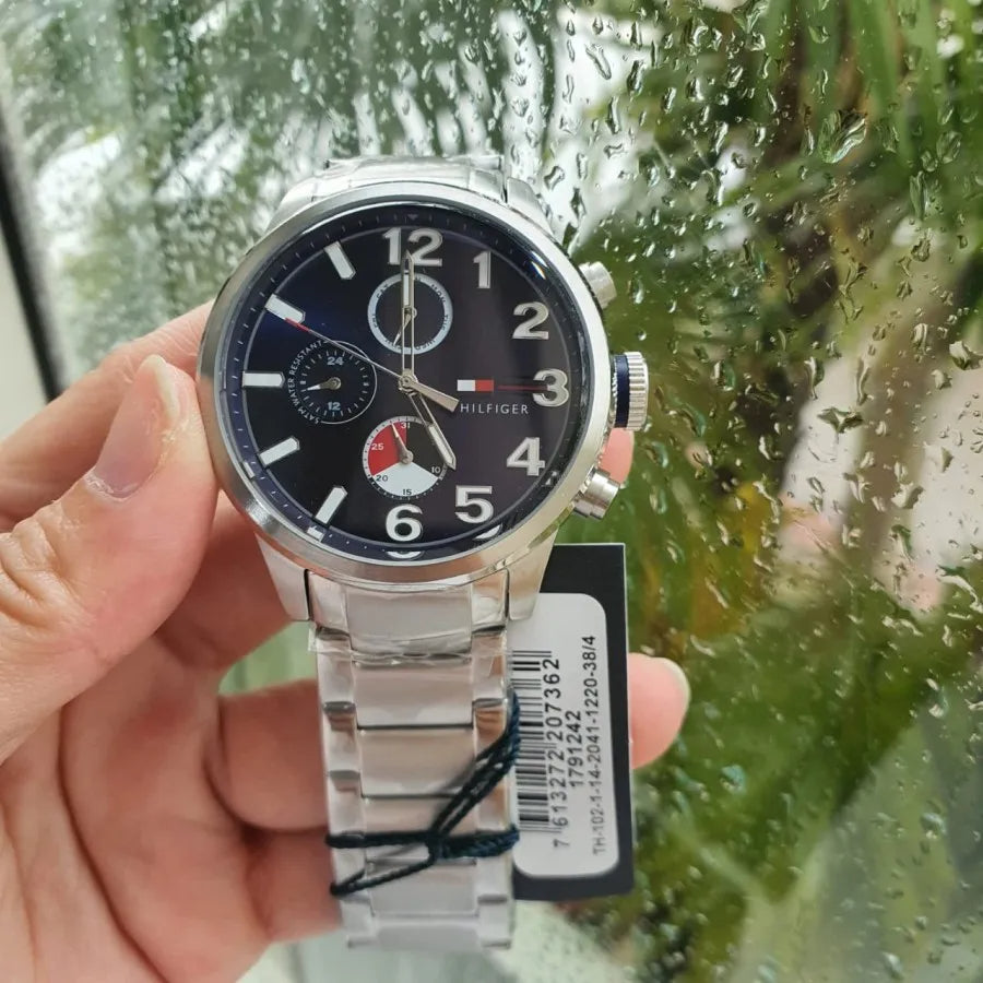  Shop Authentic Tommy Hilfiger Jackson Quartz Black Dial Silver Steel Strap Watch for Men - 1791243 - Luxxuri