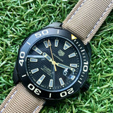  Shop Authentic Tag Heuer Aquaracer 300 Calibre 5 Automatic Black Dial Brown Fabric Strap Watch for Men - WAY208C.FC6383 - Luxxuri