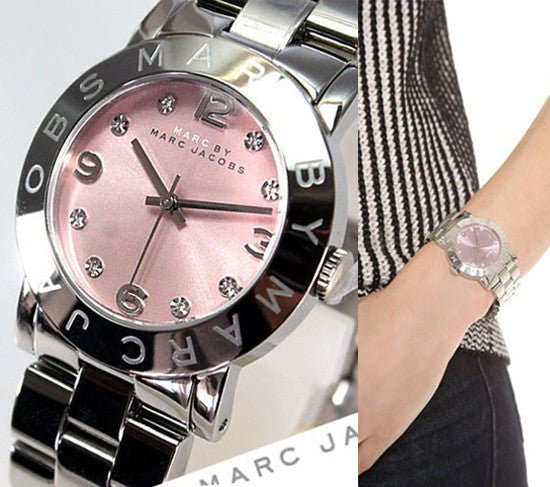  Shop Authentic Marc Jacobs Amy Life Pink Dial Silver Steel Strap Watch for Women - MBM3300 - Luxxuri