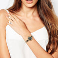 Marc Jacobs Courtney Mother of Pearl Black Dial Gold Steel Strap Watch for Women - MJ3460