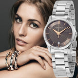  Shop Authentic Gucci G Timeless Brown Dial Silver Steel Strap Watch For Women - YA126529 - Luxxuri