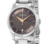  Shop Authentic Gucci G Timeless Brown Dial Silver Steel Strap Watch For Women - YA126529 - Luxxuri