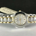  Shop Authentic Bulova Classic White Dial Two Tone Steel Strap Watch for Women - 98T84 - Luxxuri