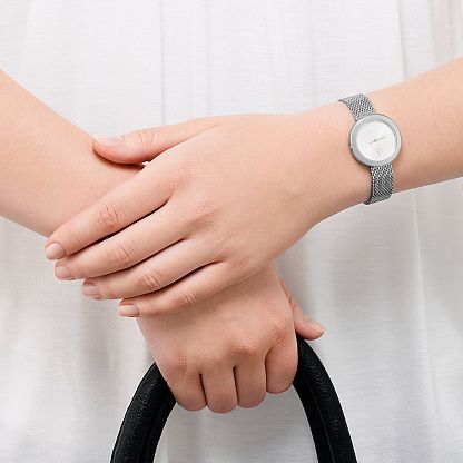  Shop Authentic Calvin Klein Firm White Dial Silver Mesh Bracelet Watch for Women - K3N23126 - Luxxuri