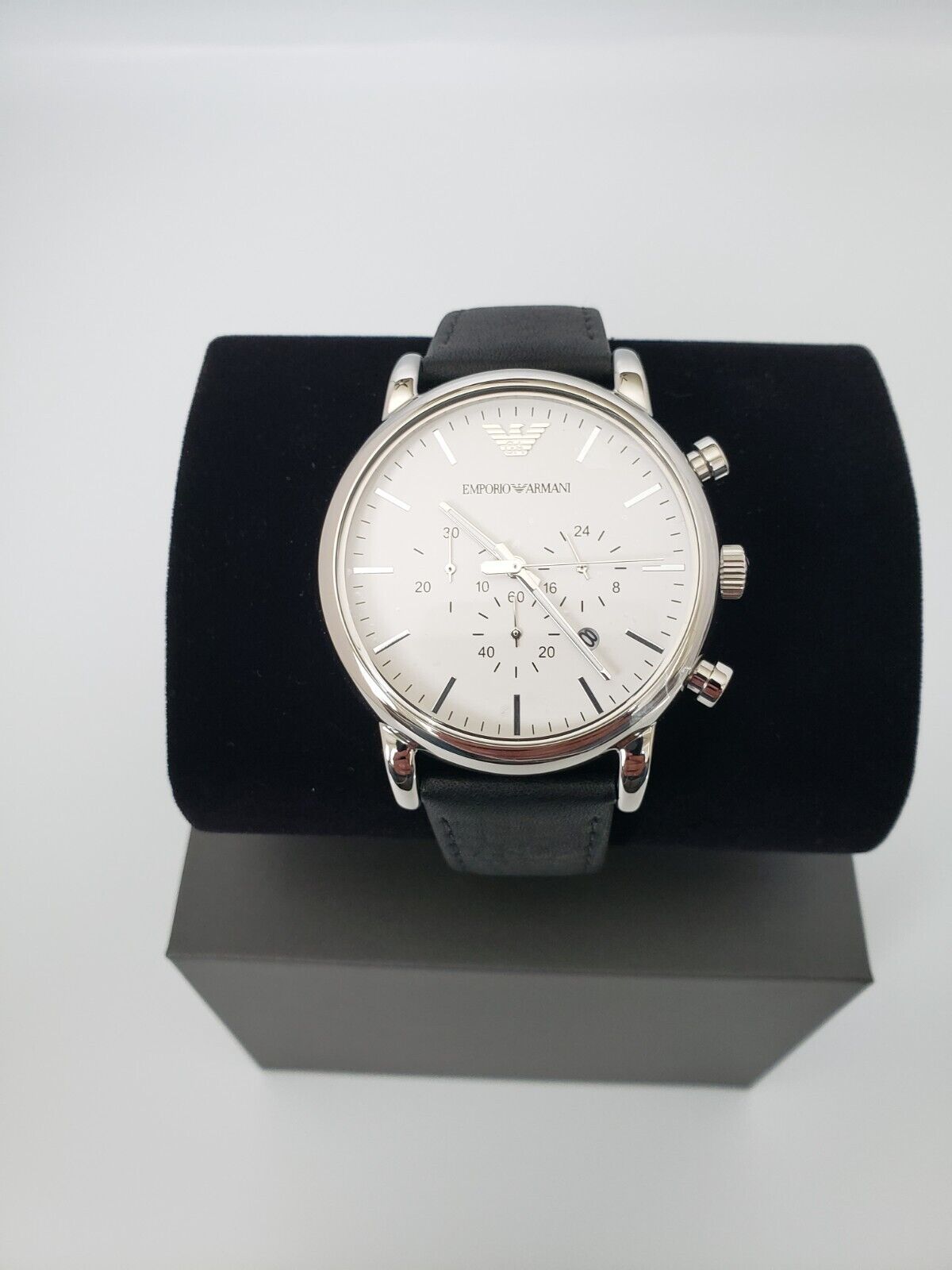  Shop Authentic Emporio Armani Classic Quartz Chronograph White Dial Black Leather Strap Watch For Men - AR1807 - Luxxuri