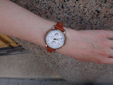  Shop Authentic Fossil Boyfriend Chronograph White Dial Brown Leather Strap Watch for Women - ES3837 - Luxxuri
