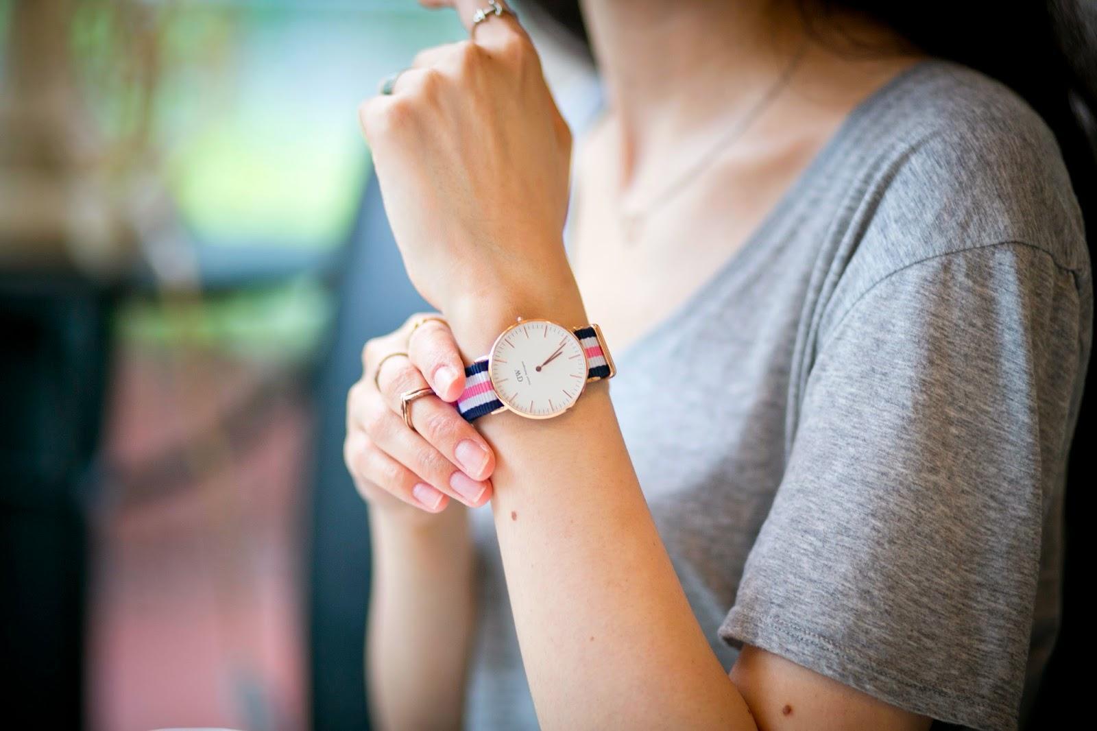  Shop Authentic Daniel Wellington Classic South Hampton White Dial Two Tone Nylon Strap Watch For Women - DW00100034 - Luxxuri