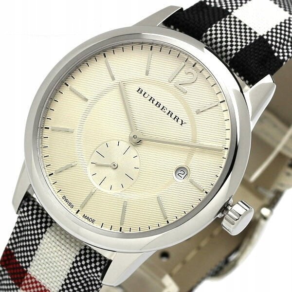 Burberry The Classic Horseferry Silver Dial Black Leather Strap Watch for Men - BU10002