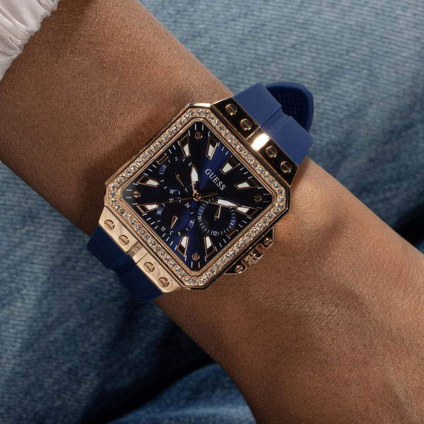  Shop Authentic Guess Libra Crystals Blue Dial Blue Silicone Strap Watch For Women - GW0618L2 - Luxxuri