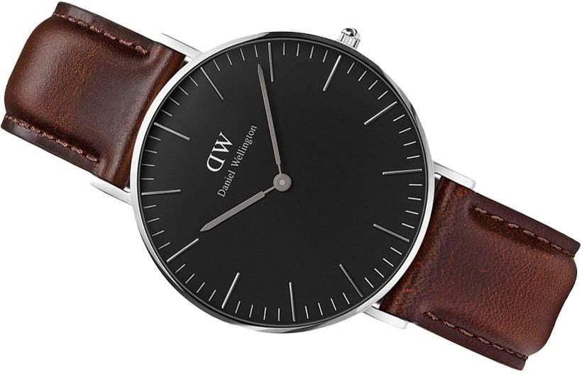 Daniel Wellington Classic Bristol Black Dial Brown Leather Strap Watch For Men - DW00100143