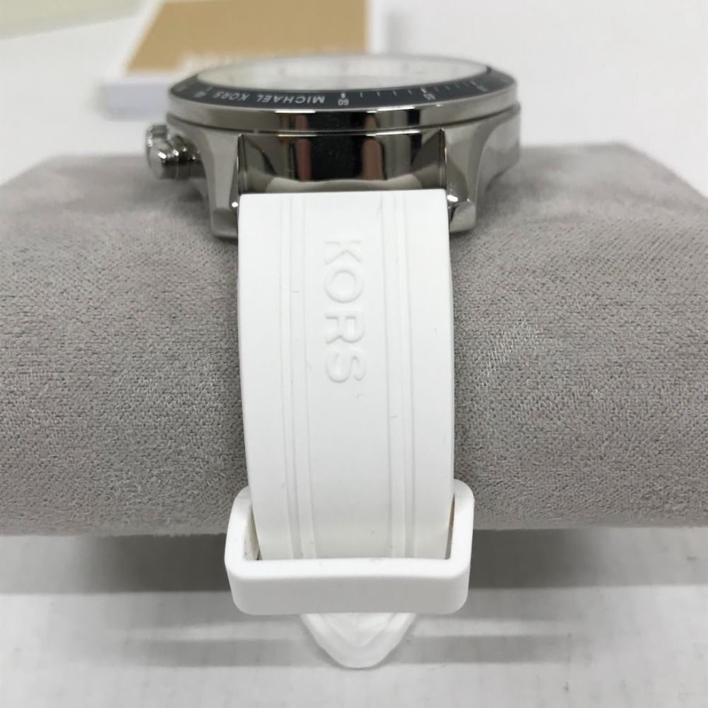Michael Kors Berkley Chronograph Silver Dial White Rubber Strap Watch For Women  - MKO1040