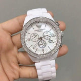  Shop Authentic Emporio Armani Ceramica Chronograph White Dial White Ceramic Strap Watch For Women - AR1456 - Luxxuri