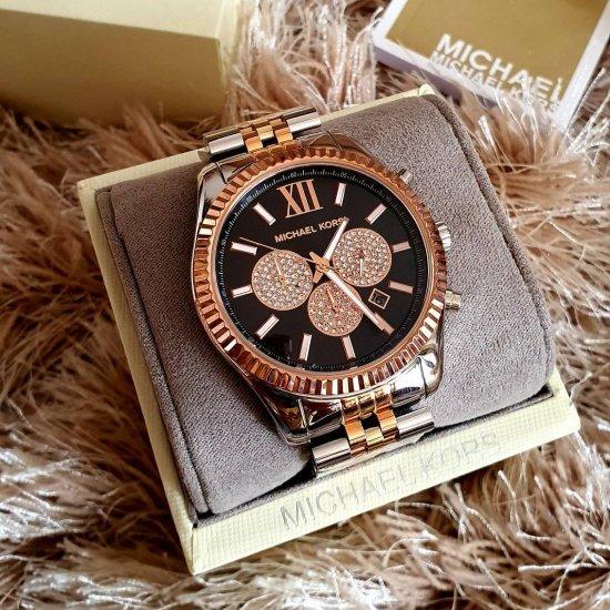  Shop Authentic Michael Kors Lexington Chronograph Crystals Black Dial Two Tone Steel Strap Watch for Men - MK8714 - Luxxuri