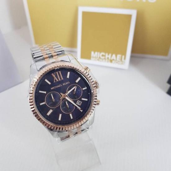 Michael Kors Bradshaw Chronograph Blue Dial Two Tone Steel Strap Watch For Women - MK6389