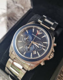  Shop Authentic Emporio Armani Sportivo Chronograph Blue Dial Silver Steel Strap Watch For Men - AR6091 - Luxxuri