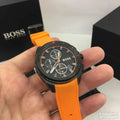  Shop Authentic Hugo Boss Volane Black Dial Orange Silicone Strap Watch for Men - 1513957 - Luxxuri