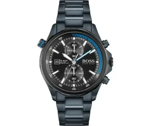  Shop Authentic Hugo Boss Globetrotter Black Dial Black Steel Strap Watch for Men - 1513824 - Luxxuri
