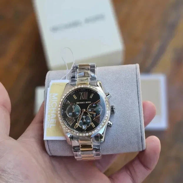  Shop Authentic Michael Kors Lexington Chronograph Green Dial Two Tone Steel Strap Watch For Women - MK7303 - Luxxuri